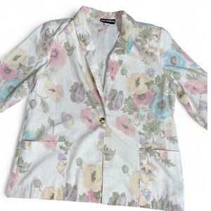 * Sag Harbor size 18 Floral Blazer vintage shoulder pad cuffed  mid-length